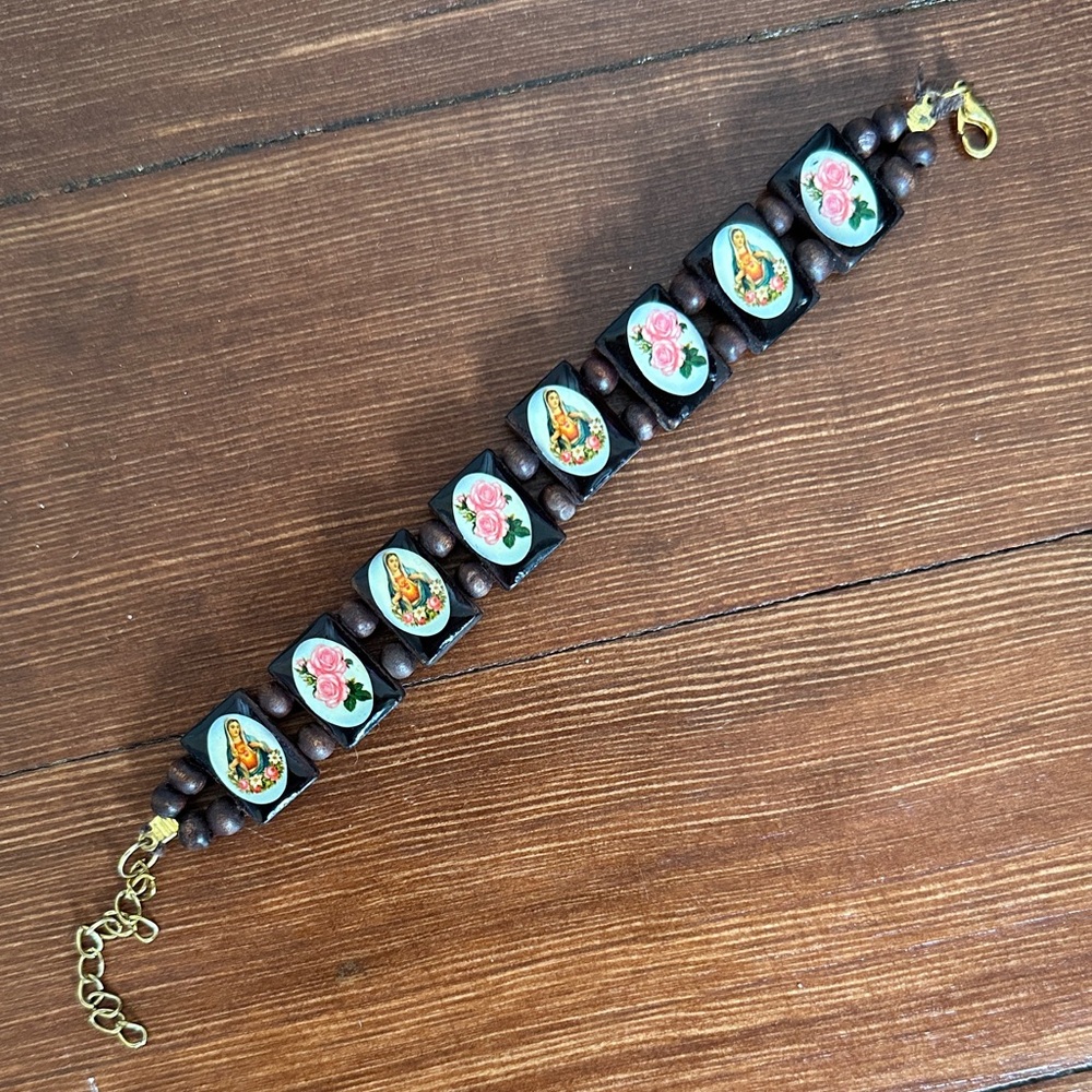 Wooden Virgin Mary Bracelet